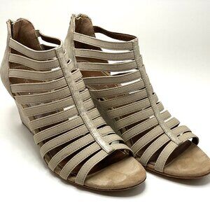 Donald Pliner Pelle-RZ Strappy Wedge Sandals Platino Rustic Metallic size 8